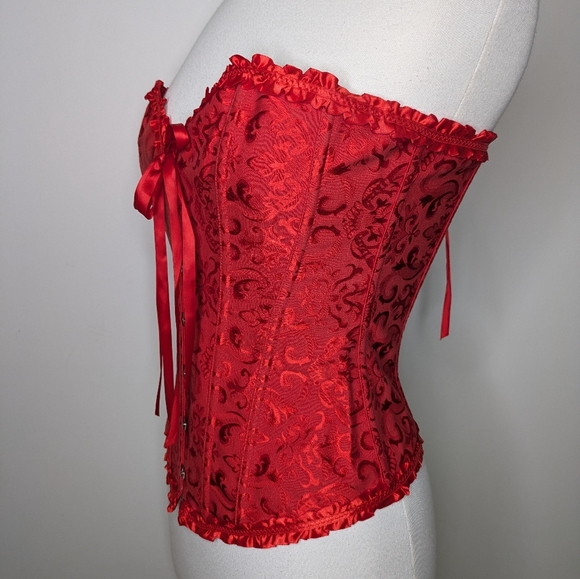 Corset - Red - Lace Up Back Sweetheart Neckline Size Medium - Picture 7 of 16